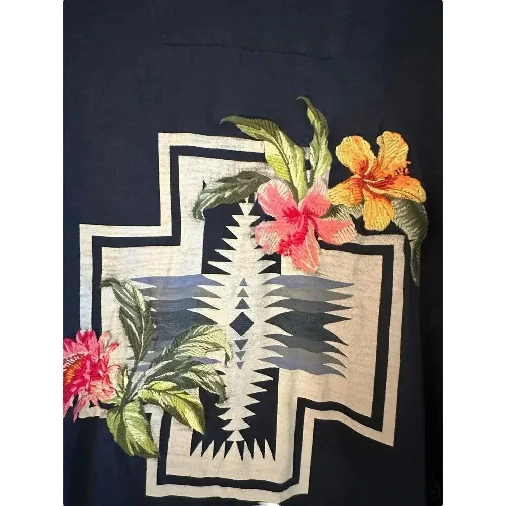 Tommy Bahama Pendleton Long Sleeve Pima Cotton Embroidery aloha Size XXL